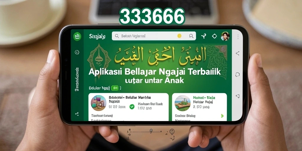 Antarmuka aplikasi 333666 yang menarik dan edukatif untuk belajar ngaji.