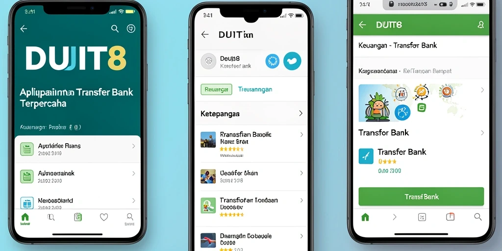 Tampilan antarmuka aplikasi DUIT8 untuk Transfer Bank yang sederhana dan efisien.