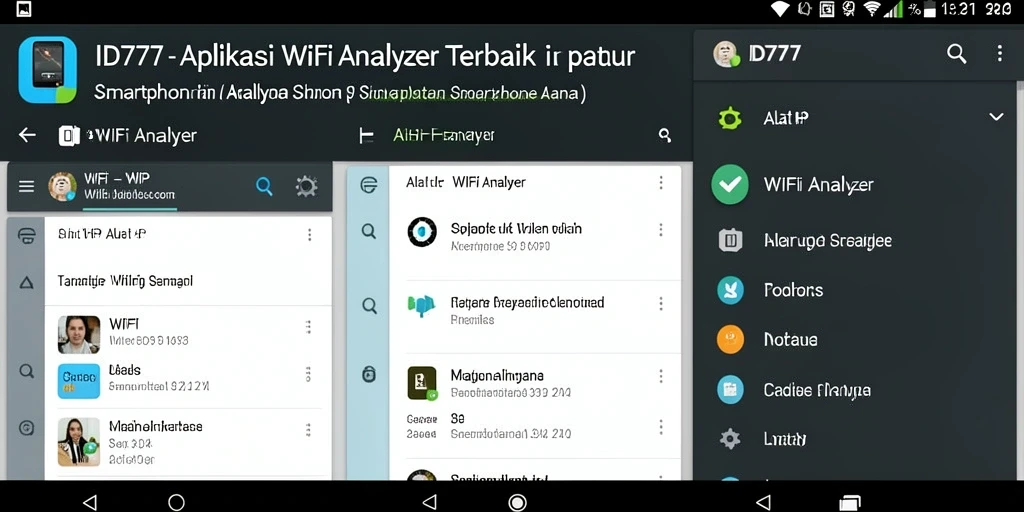 Antarmuka aplikasi ID777 yang menunjukkan kekuatan sinyal WiFi.