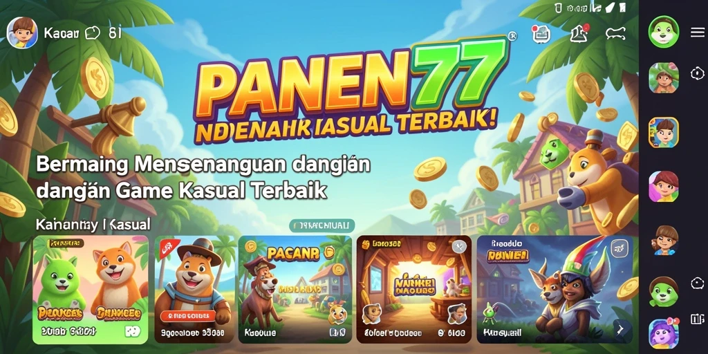 Tampilan antarmuka <strong>PANEN77</strong> yang ceria dan mudah dinavigasi.