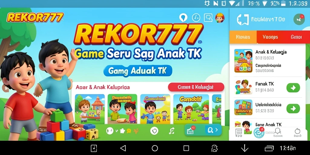 Antarmuka ceria dan interaktif dari REKOR777 untuk anak-anak.