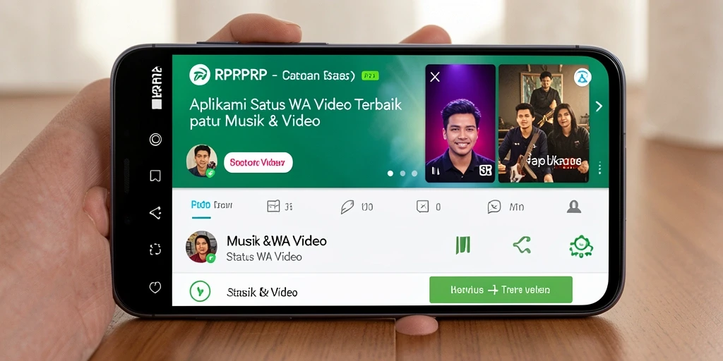 Antarmuka RPRPRP menampilkan koleksi status video musik yang menarik.