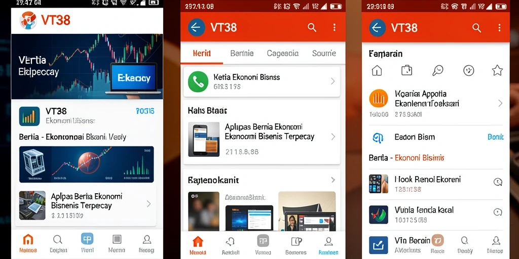Screenshot antarmuka aplikasi VT38 menampilkan berita ekonomi terkini.